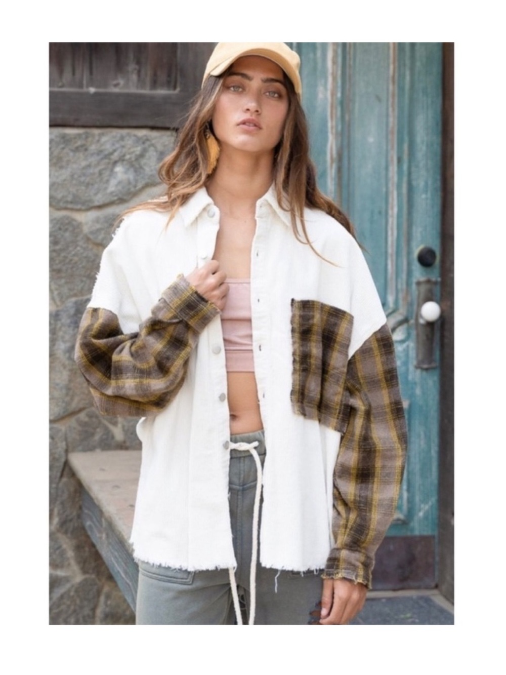 POL Oversized Plaid Contrast Shacket - Picture 2 of 8